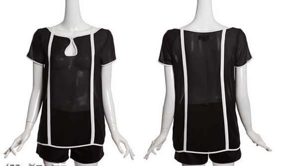 black with white stitching pants