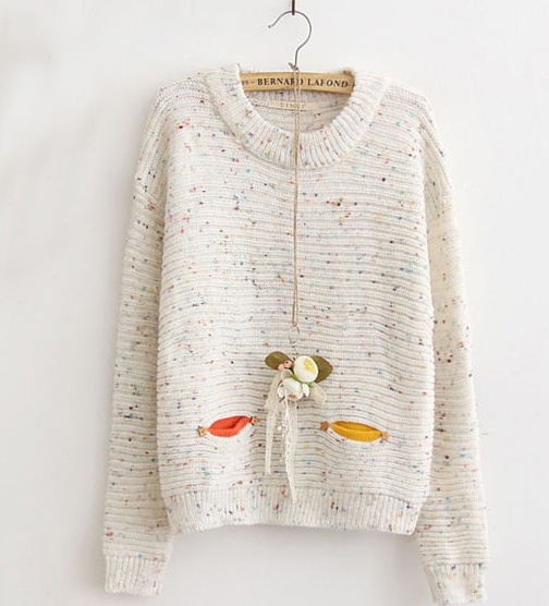 Retro Owl Patch Sweater Embroidered Sweater on Luulla